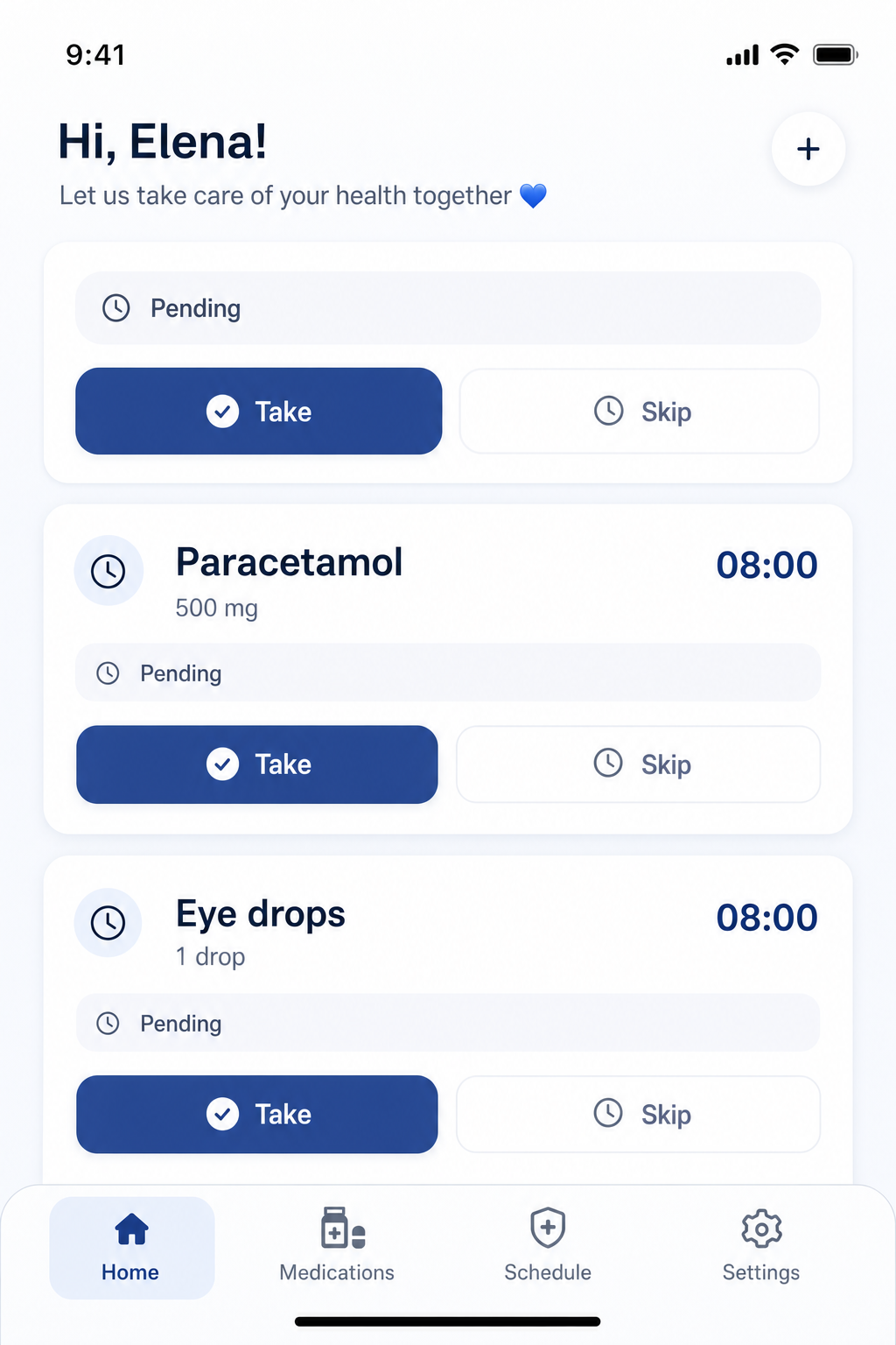 CareMan daily dose list